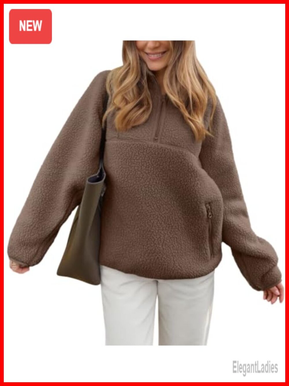 Women's Half Zip Sherpa Fleece Pullover Jacket 100% Polyester Winter